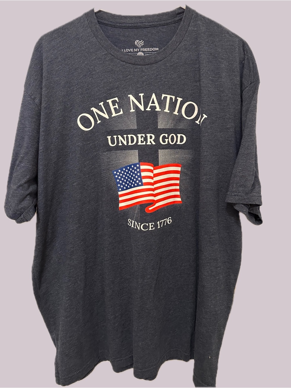 One Nation Under God Short Sleeve Graphic Tee - Soft Heather Charcoal 2XL